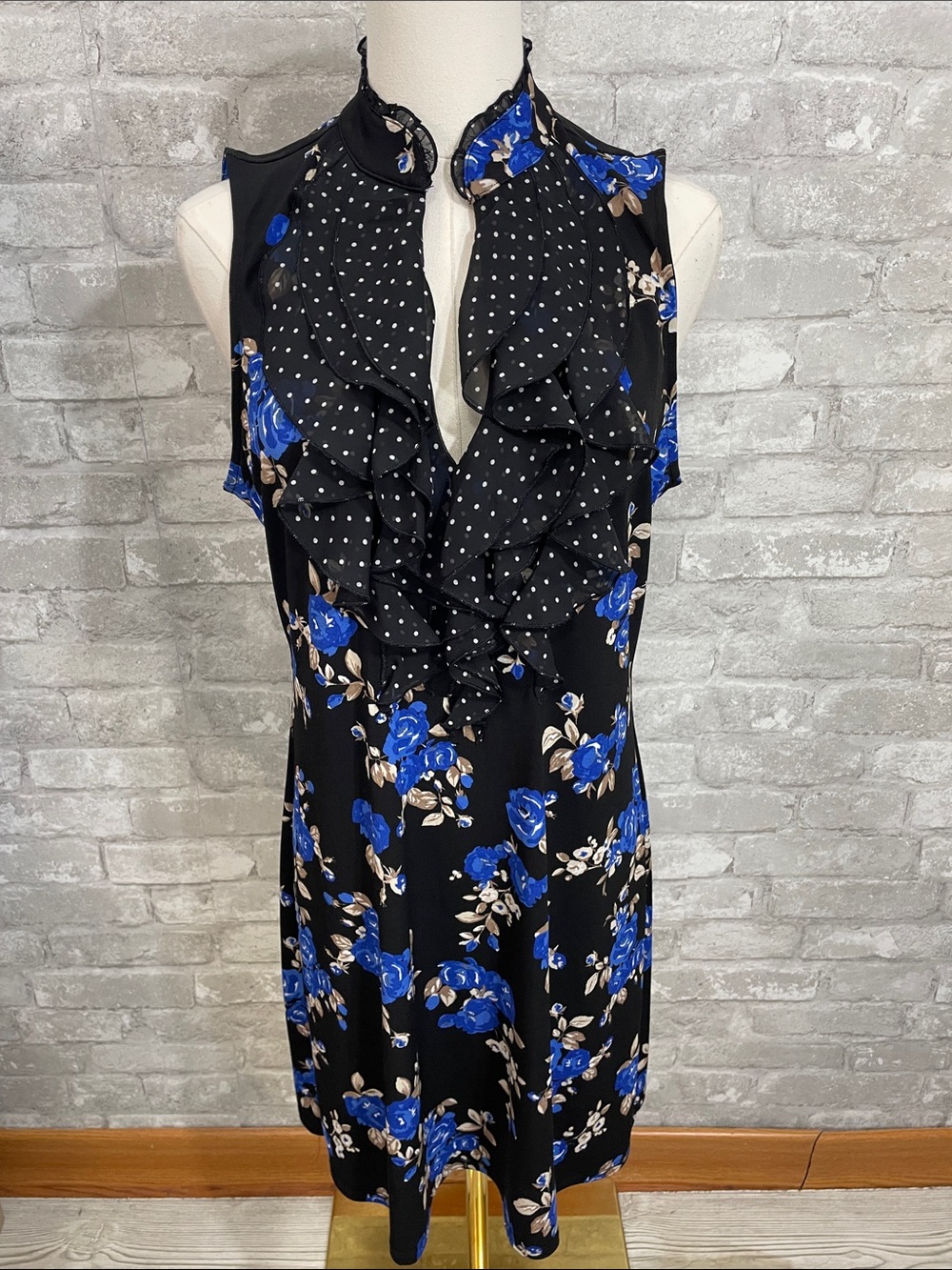 White House Black Market Floral Polka Dot Dress